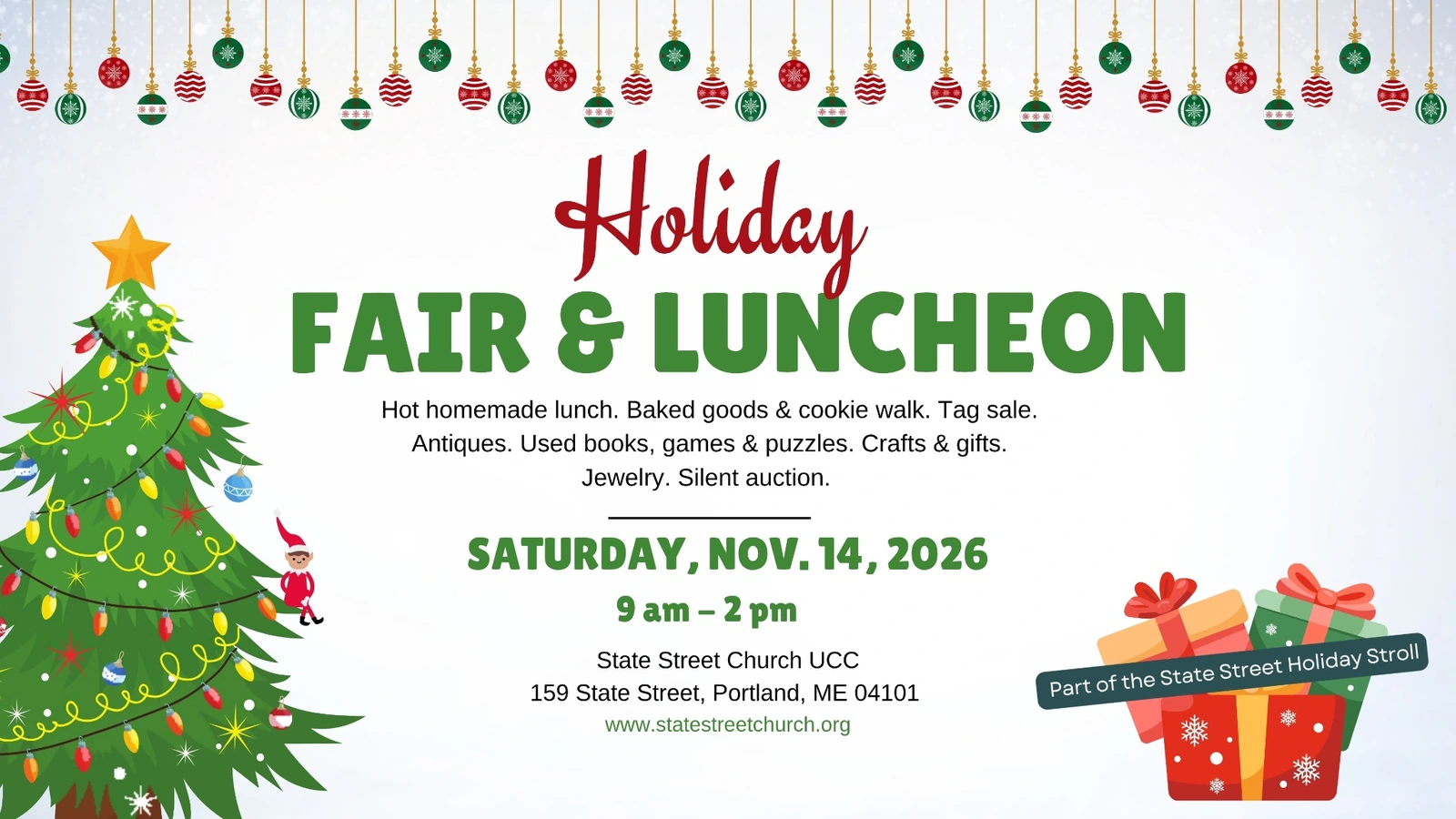 Holiday Fair and Luncheon Nov. 14 l at State Street Church United Church of Christ, Portland, ME